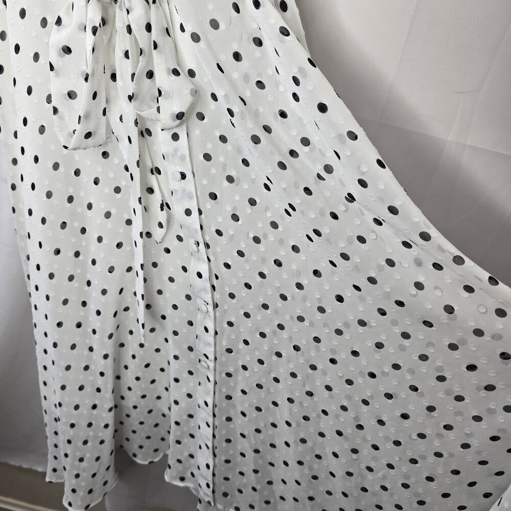 Nanette Lepore Cannoli Cream Black Polka Dot Fit and Flare Dress Size 4 - Picture 4 of 8